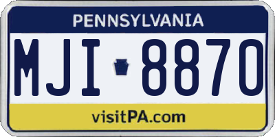 PA license plate MJI8870