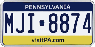 PA license plate MJI8874