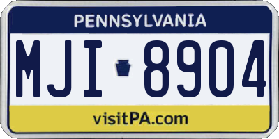 PA license plate MJI8904