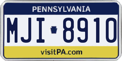 PA license plate MJI8910