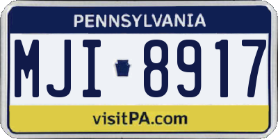 PA license plate MJI8917