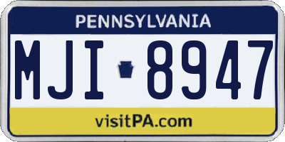 PA license plate MJI8947