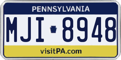 PA license plate MJI8948
