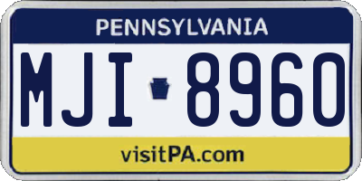 PA license plate MJI8960