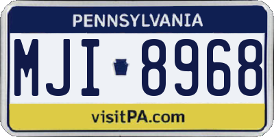 PA license plate MJI8968