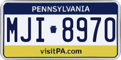 PA license plate MJI8970