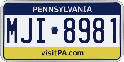 PA license plate MJI8981