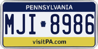 PA license plate MJI8986