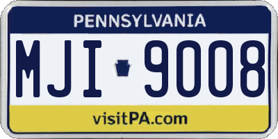 PA license plate MJI9008