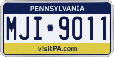 PA license plate MJI9011