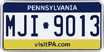 PA license plate MJI9013