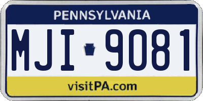 PA license plate MJI9081