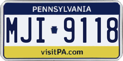 PA license plate MJI9118