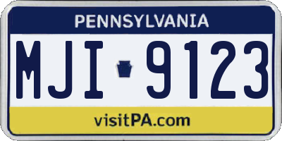 PA license plate MJI9123