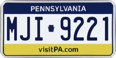 PA license plate MJI9221