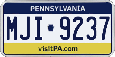 PA license plate MJI9237