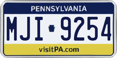 PA license plate MJI9254