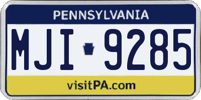 PA license plate MJI9285