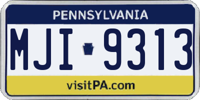 PA license plate MJI9313