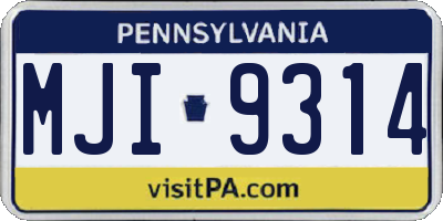 PA license plate MJI9314