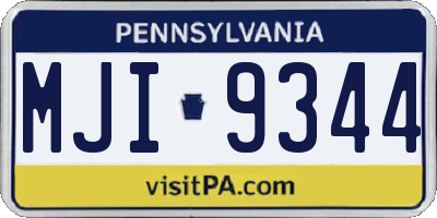 PA license plate MJI9344