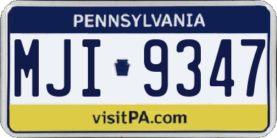 PA license plate MJI9347