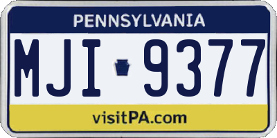 PA license plate MJI9377