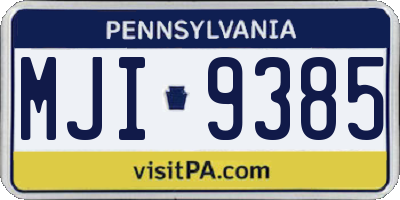 PA license plate MJI9385