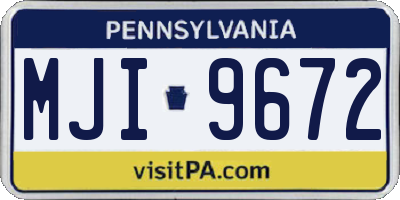 PA license plate MJI9672
