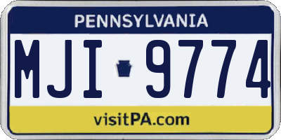 PA license plate MJI9774