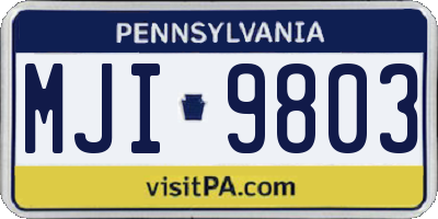 PA license plate MJI9803