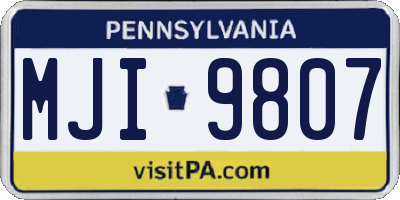 PA license plate MJI9807