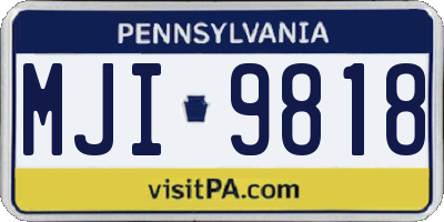 PA license plate MJI9818
