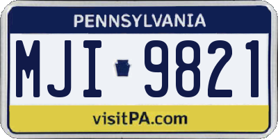PA license plate MJI9821
