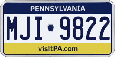 PA license plate MJI9822