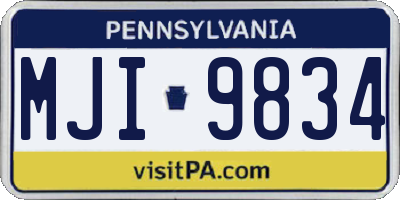 PA license plate MJI9834