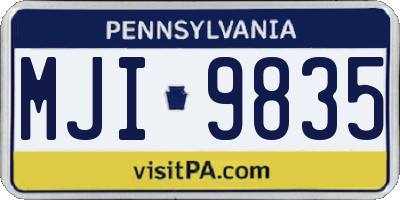 PA license plate MJI9835