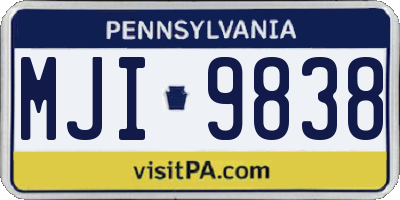 PA license plate MJI9838
