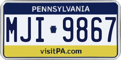 PA license plate MJI9867