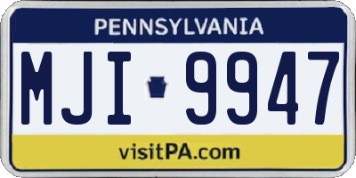 PA license plate MJI9947