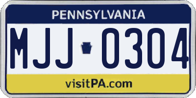 PA license plate MJJ0304