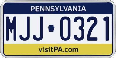PA license plate MJJ0321