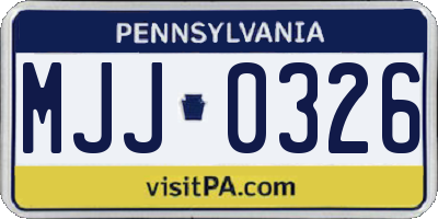 PA license plate MJJ0326