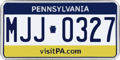 PA license plate MJJ0327