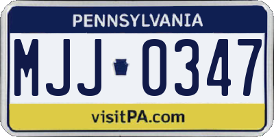 PA license plate MJJ0347