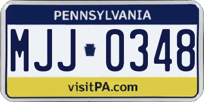 PA license plate MJJ0348