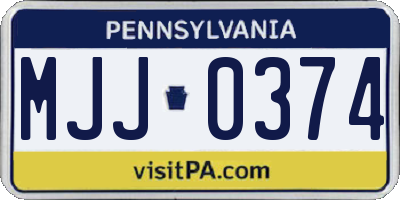 PA license plate MJJ0374