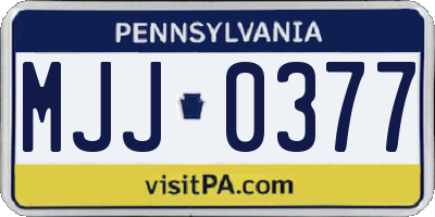 PA license plate MJJ0377