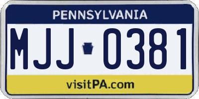 PA license plate MJJ0381