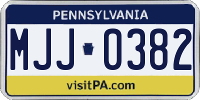 PA license plate MJJ0382